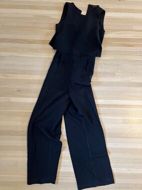 Zara Sleeveless Black Jumpsuit - Elegant Wide-Leg Design